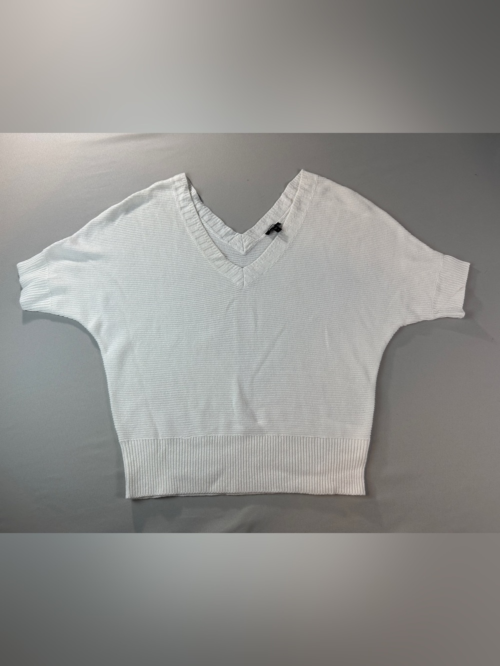 Express White V-Neck Sweater Small Dolman Sleeve Knit Top